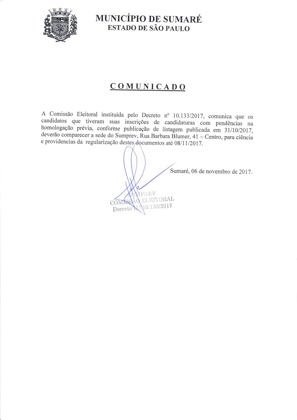 Comunicado Eleições